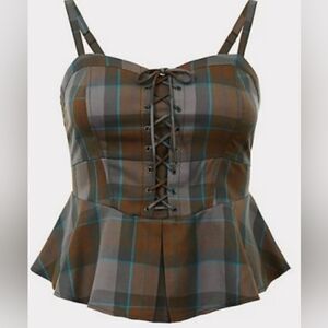 Torrid Outlander Mackenzie Tartan Plaid Lace up Corset Top size.2X (18-20)